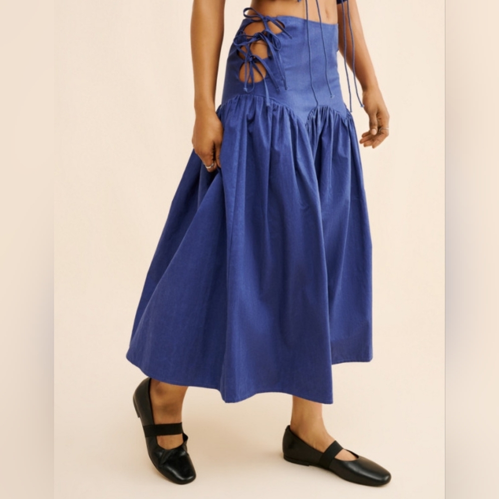 Anthropologie Allina Liu Midi Cotton Poplin Skirt